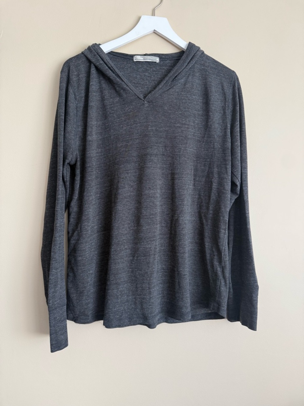 Threads 4 Thought Dark Grey Organic Cotton Hooded Shirt Size XL